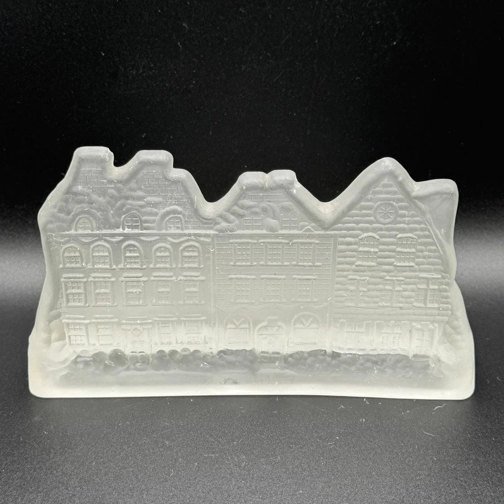 House of Lloyd‎ Vtg. Frosted Crystal Glass Village House Tea Light Candle Holder